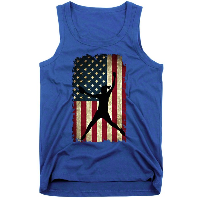 Pitcher Softball Stuff Usa Flag Cute Gift Softballism Gift Tank Top