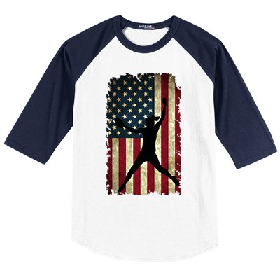 Pitcher Softball Stuff Usa Flag Cute Gift Softballism Gift Baseball Sleeve Shirt