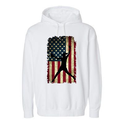 Pitcher Softball Stuff Usa Flag Cute Gift Softballism Gift Garment-Dyed Fleece Hoodie