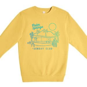 Palm Springs Sunday Club Simple Line Drawing Gift Premium Crewneck Sweatshirt