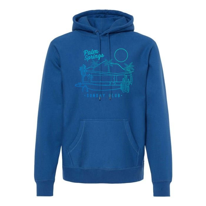 Palm Springs Sunday Club Simple Line Drawing Gift Premium Hoodie