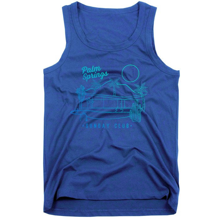 Palm Springs Sunday Club Simple Line Drawing Gift Tank Top