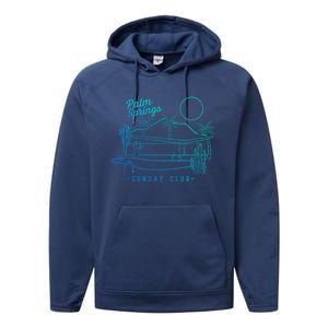 Palm Springs Sunday Club Simple Line Drawing Gift Performance Fleece Hoodie