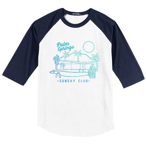 Palm Springs Sunday Club Simple Line Drawing Gift Baseball Sleeve Shirt