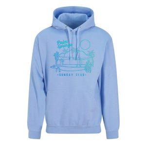 Palm Springs Sunday Club Simple Line Drawing Gift Unisex Surf Hoodie