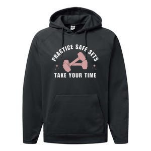 Practice Safe Sets Women Weightlifting Performance Fleece Hoodie