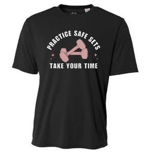 Practice Safe Sets Women Weightlifting Cooling Performance Crew T-Shirt