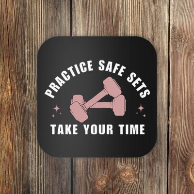 Practice Safe Sets Women Weightlifting Coaster