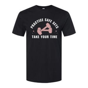 Practice Safe Sets Women Weightlifting Softstyle CVC T-Shirt