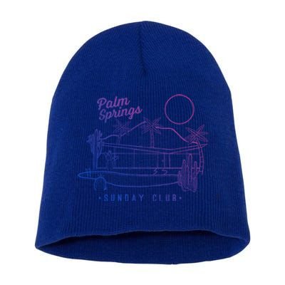 Palm Springs Sunday Club Simple Line Drawing Gift Short Acrylic Beanie