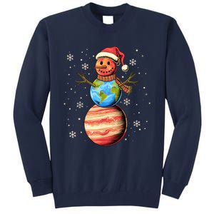 Planets Snowman Space Funny Christmas Astronomy Tall Sweatshirt