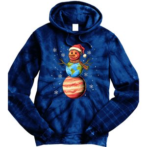 Planets Snowman Space Funny Christmas Astronomy Tie Dye Hoodie