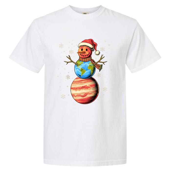 Planets Snowman Space Funny Christmas Astronomy Garment-Dyed Heavyweight T-Shirt