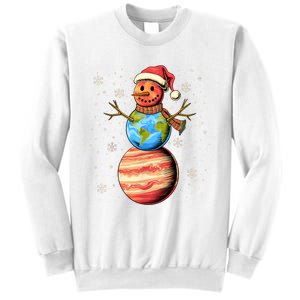 Planets Snowman Space Funny Christmas Astronomy Sweatshirt