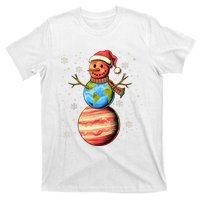 Planets Snowman Space Funny Christmas Astronomy T-Shirt