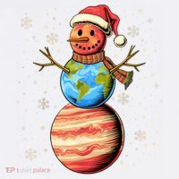 Planets Snowman Space Funny Christmas Astronomy T-Shirt