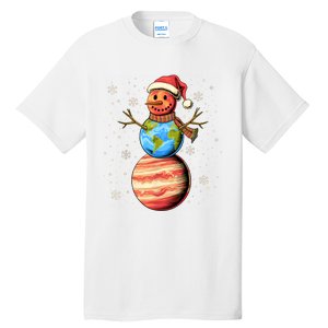 Planets Snowman Space Funny Christmas Astronomy Tall T-Shirt