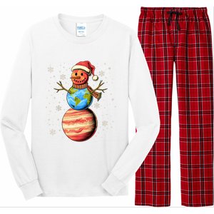 Planets Snowman Space Funny Christmas Astronomy Long Sleeve Pajama Set