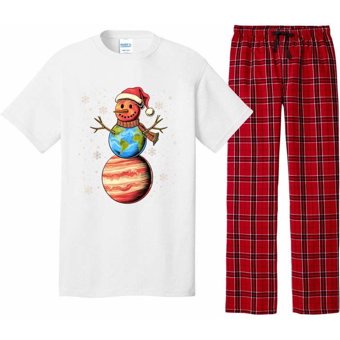 Planets Snowman Space Funny Christmas Astronomy Pajama Set