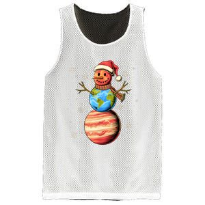 Planets Snowman Space Funny Christmas Astronomy Mesh Reversible Basketball Jersey Tank