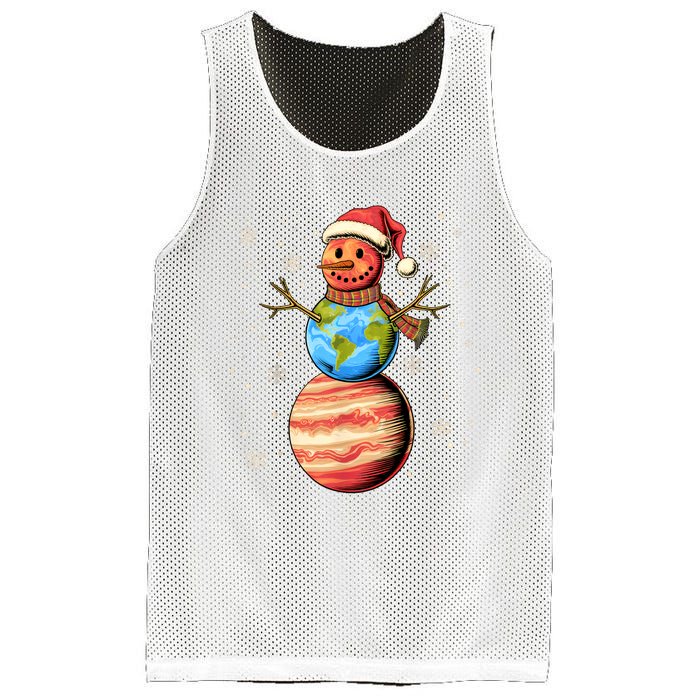 Planets Snowman Space Funny Christmas Astronomy Mesh Reversible Basketball Jersey Tank