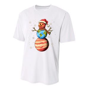 Planets Snowman Space Funny Christmas Astronomy Performance Sprint T-Shirt