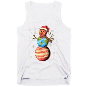 Planets Snowman Space Funny Christmas Astronomy Tank Top