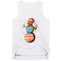 Planets Snowman Space Funny Christmas Astronomy Tank Top