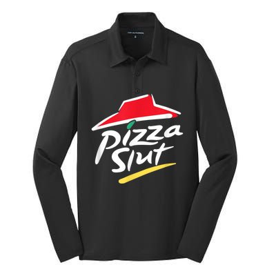 Pizza Slut Spoof Parody Silk Touch Performance Long Sleeve Polo