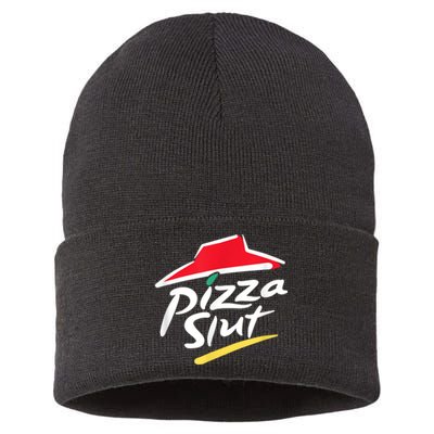 Pizza Slut Spoof Parody Sustainable Knit Beanie