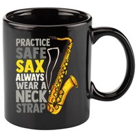 Practice Safe Sax Funny Saxophone Player Jazz Musician Gift 11oz C Handle Ceramic Mug