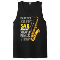 Practice Safe Sax Funny Saxophone Player Jazz Musician Gift PosiCharge Competitor Tank