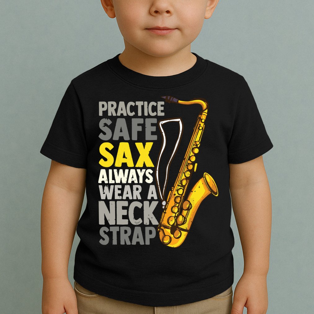 Practice Safe Sax Funny Saxophone Player Jazz Musician Gift Toddler T-Shirt