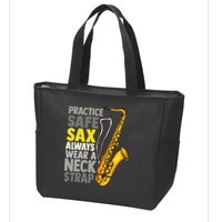 Practice Safe Sax Funny Saxophone Player Jazz Musician Gift Zip Tote Bag