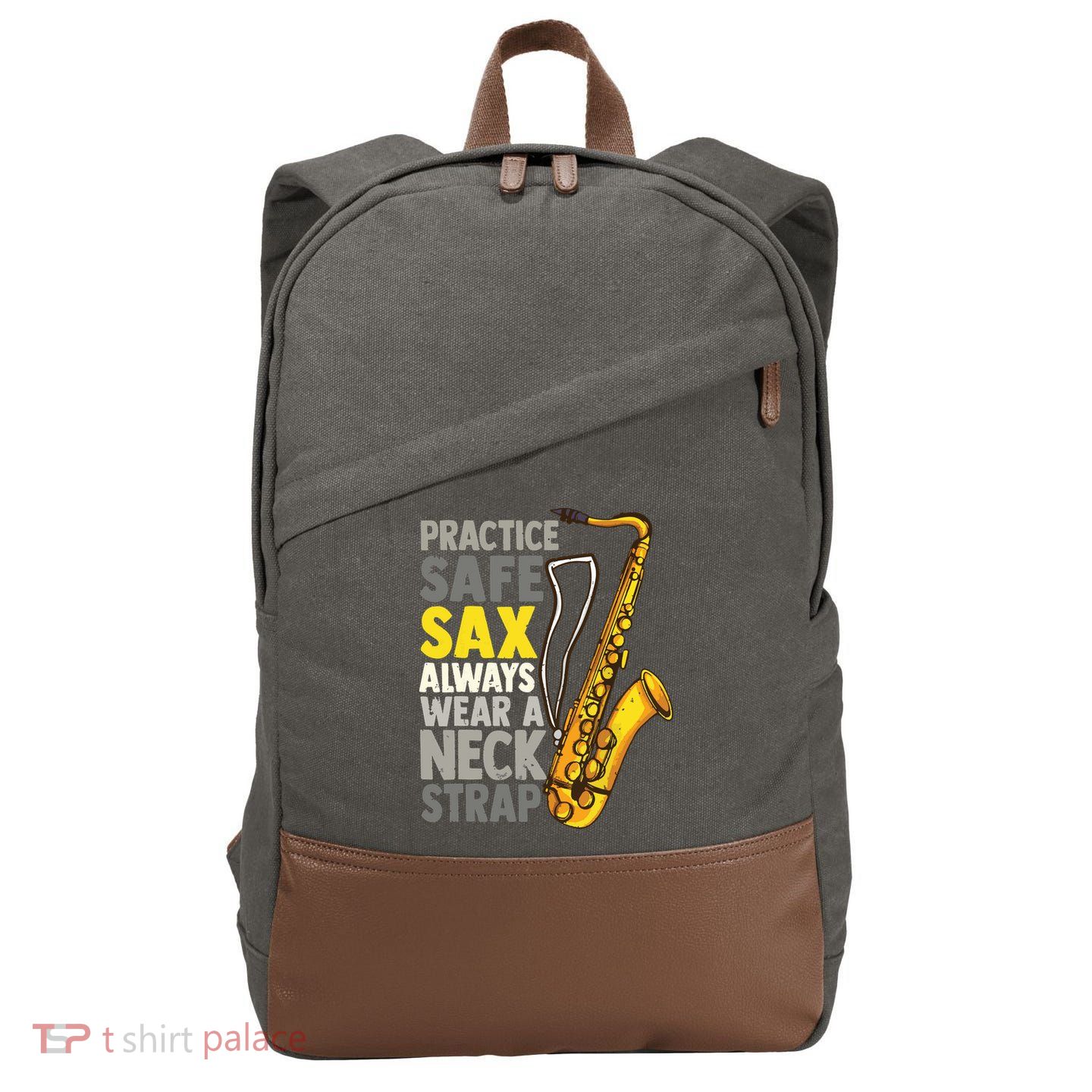 Practice Safe Sax Funny Saxophone Player Jazz Musician Gift Cotton Canvas Backpack