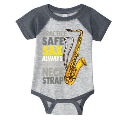 Practice Safe Sax Funny Saxophone Player Jazz Musician Gift Infant Baby Jersey Bodysuit