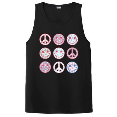 Peace Sign Smile Face, Fourth Of July Graphic, Plus Size Shirt For Men Women Boy PosiCharge Competitor Tank