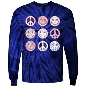 Peace Sign Smile Face, Fourth Of July Graphic, Plus Size Shirt For Men Women Boy Tie-Dye Long Sleeve Shirt