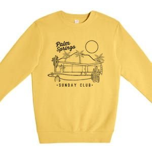 Palm Springs Sunday Club Simple Line Drawing Cute Gift Premium Crewneck Sweatshirt