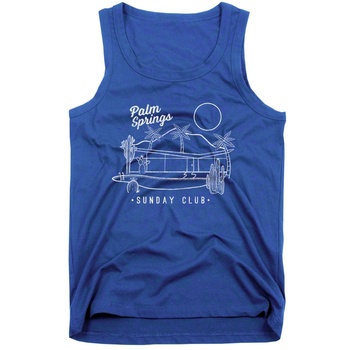 Palm Springs Sunday Club Simple Line Drawing Cute Gift Tank Top