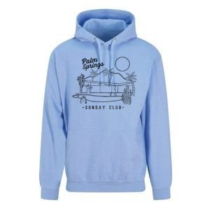 Palm Springs Sunday Club Simple Line Drawing Cute Gift Unisex Surf Hoodie