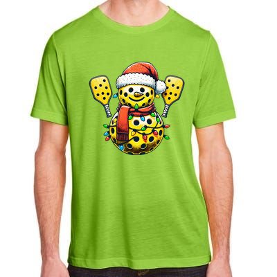 Pickleball Snowman Santa Hat Lights Christmas Pickleball  Adult ChromaSoft Performance T-Shirt