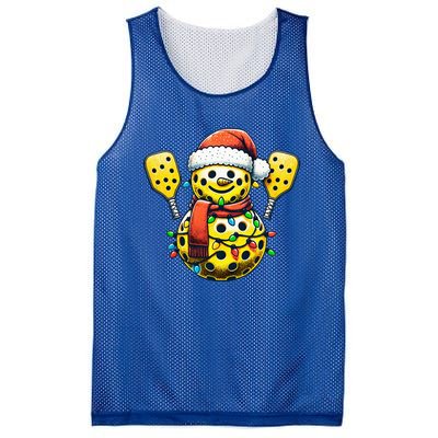 Pickleball Snowman Santa Hat Lights Christmas Pickleball  Mesh Reversible Basketball Jersey Tank