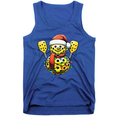 Pickleball Snowman Santa Hat Lights Christmas Pickleball  Tank Top