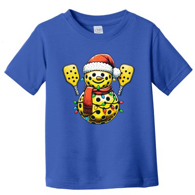 Pickleball Snowman Santa Hat Lights Christmas Pickleball  Toddler T-Shirt