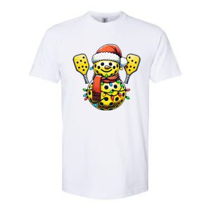 Pickleball Snowman Santa Hat Lights Christmas Pickleball  Softstyle CVC T-Shirt