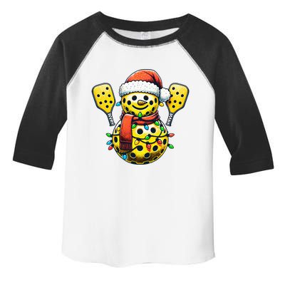 Pickleball Snowman Santa Hat Lights Christmas Pickleball  Toddler Fine Jersey T-Shirt