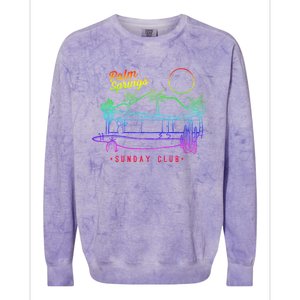 Palm Springs Sunday Club Simple Line Drawing Meaningful Gift Colorblast Crewneck Sweatshirt