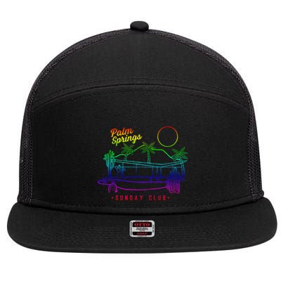 Palm Springs Sunday Club Simple Line Drawing Meaningful Gift 7 Panel Mesh Trucker Snapback Hat