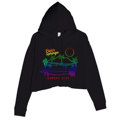 Palm Springs Sunday Club Simple Line Drawing Meaningful Gift Crop Fleece Hoodie